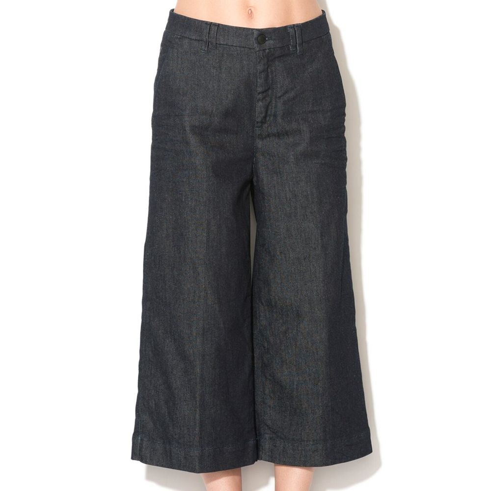 Gas Blue Polyester Cropped Jeans