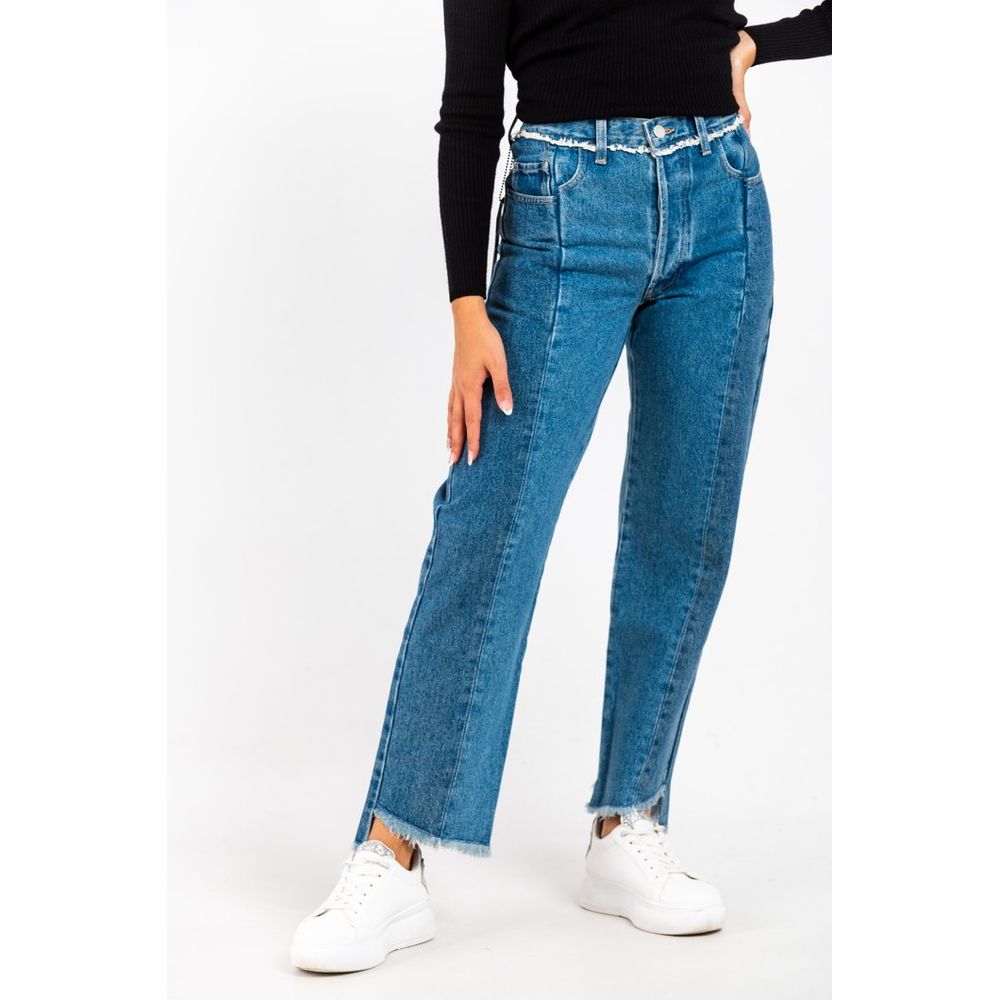 Gas Blue Cotton Straight-Leg Jeans