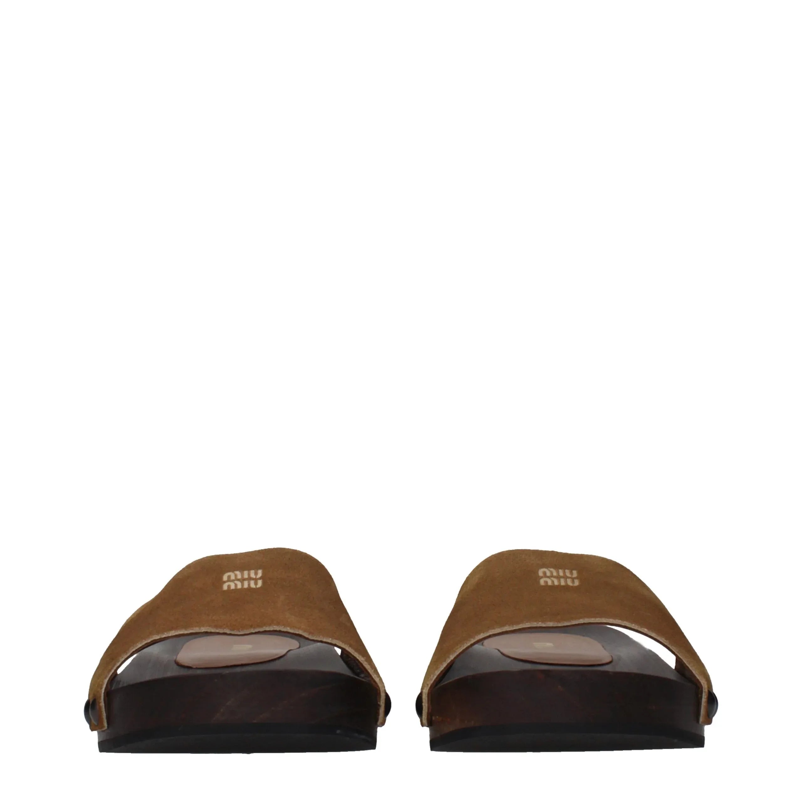 Miu Miu Brown Leather Slippers - Zeiniez