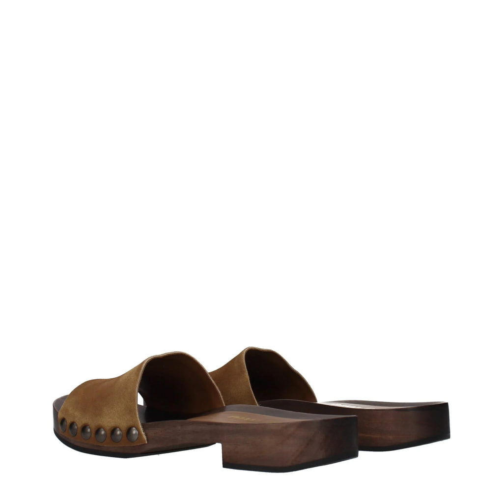 Miu Miu Brown Leather Slippers - Zeiniez