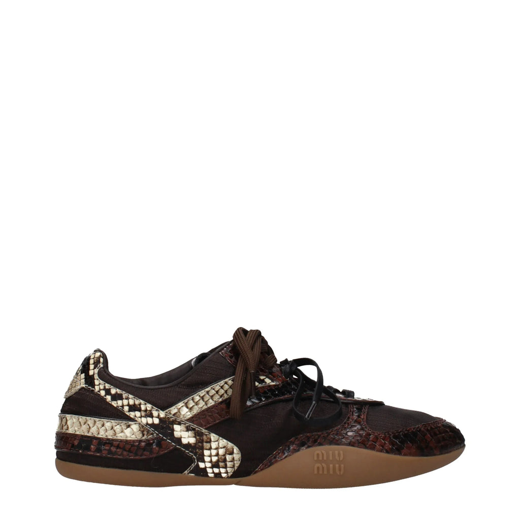 Miu Miu Brown Fabric Low Top Sneakers - Zeiniez