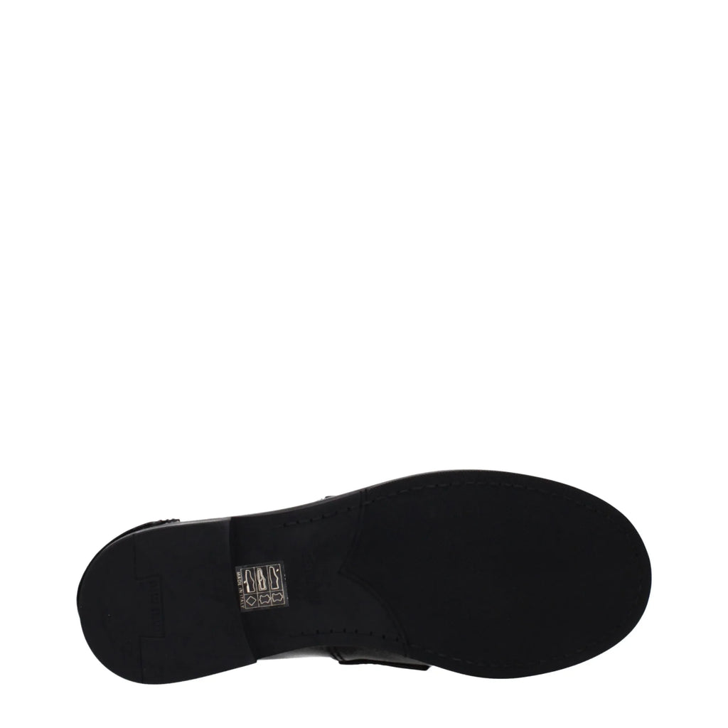 Miu Miu Black Leather Slip-On Loafers - Zeiniez