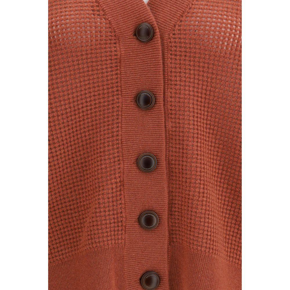 Brunello Cucinelli Orange Cashmere Cardigan