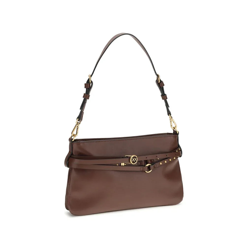PINKO Brown Calf Leather Bos Taurus Shoulder Bag