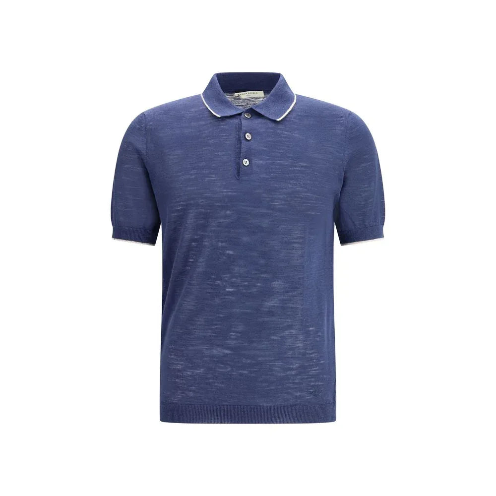 Brooksfield Blue Linen Polo Shirt - Zeiniez