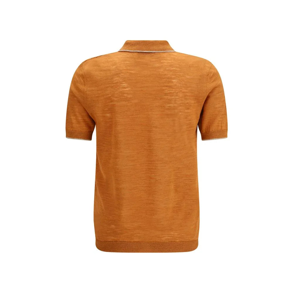 Brooksfield Orange Linen Polo Shirt - Zeiniez