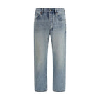 Saint Laurent Blue Cotton Straight-Leg Jeans