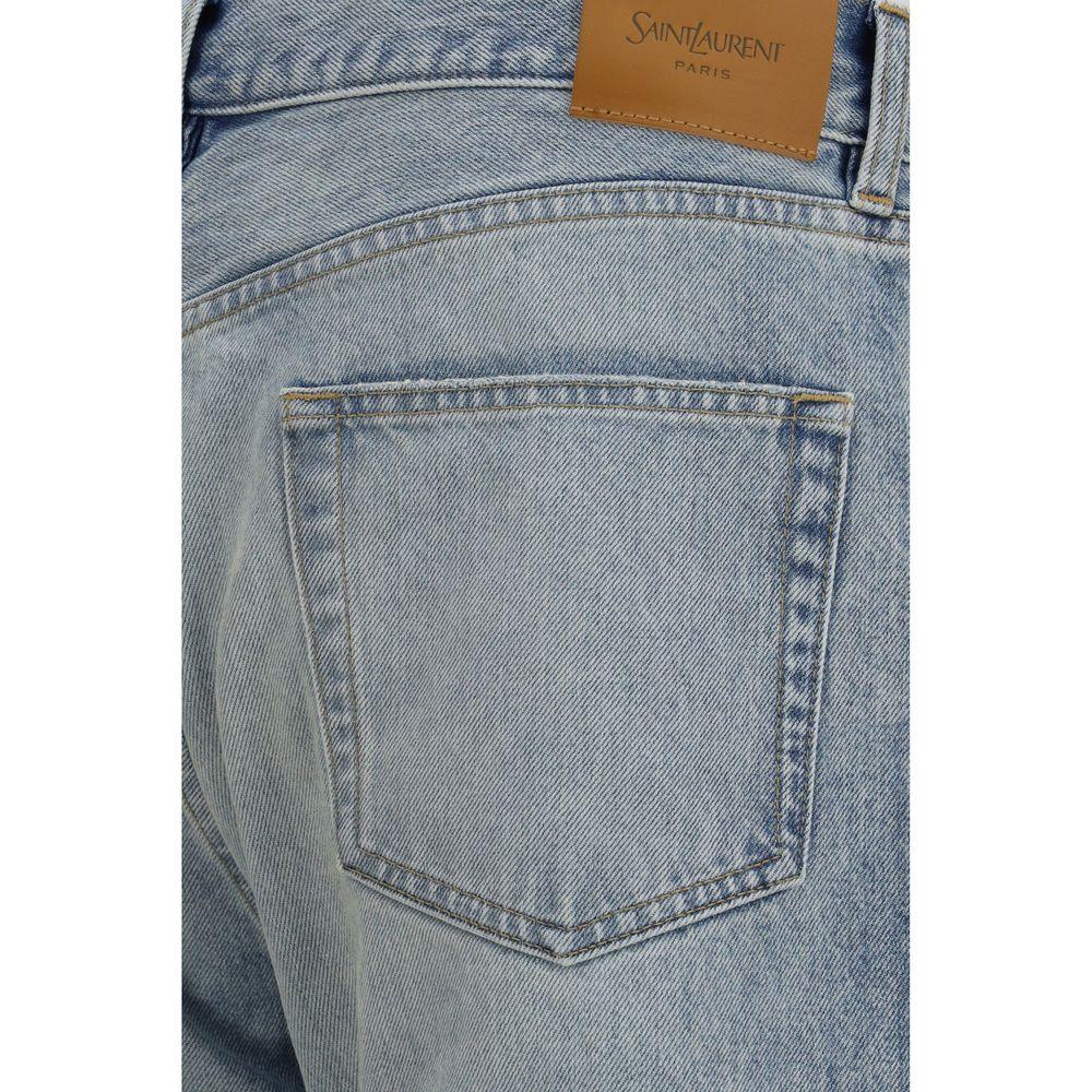 Saint Laurent Blue Cotton Straight-Leg Jeans