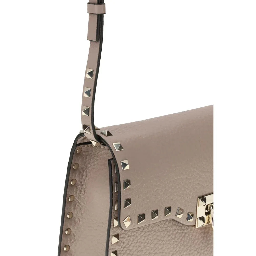Valentino Garavani Beige Calf Leather Bos Taurus Shoulder Bag - Zeiniez