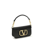Valentino Garavani Black Calf Leather Bos Taurus Shoulder Bag