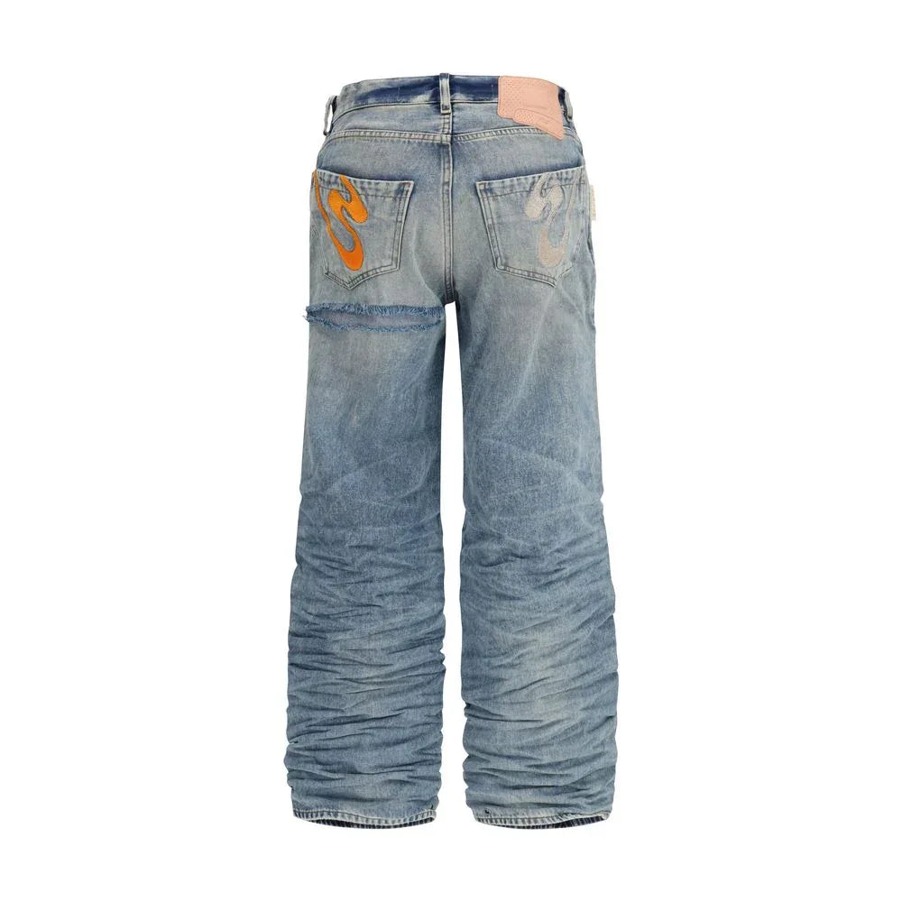 PDF Channel Blue Viscose Relaxed Fit Jeans