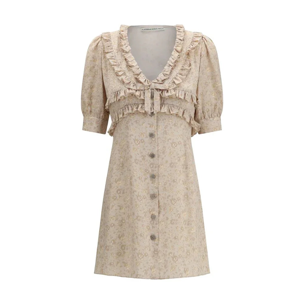 Alessandra Rich Beige Silk Casual Dress - Zeiniez