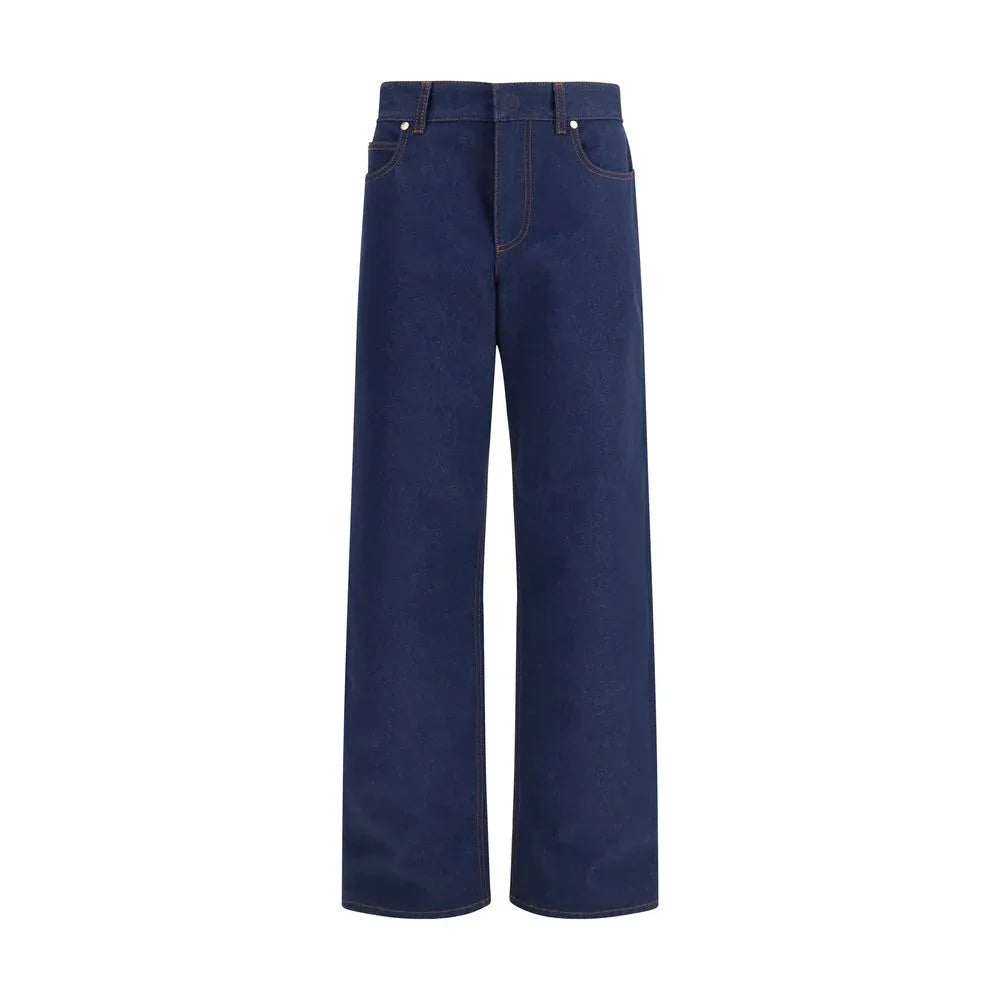 Fendi Blue Cotton Straight-Leg Jeans - Zeiniez