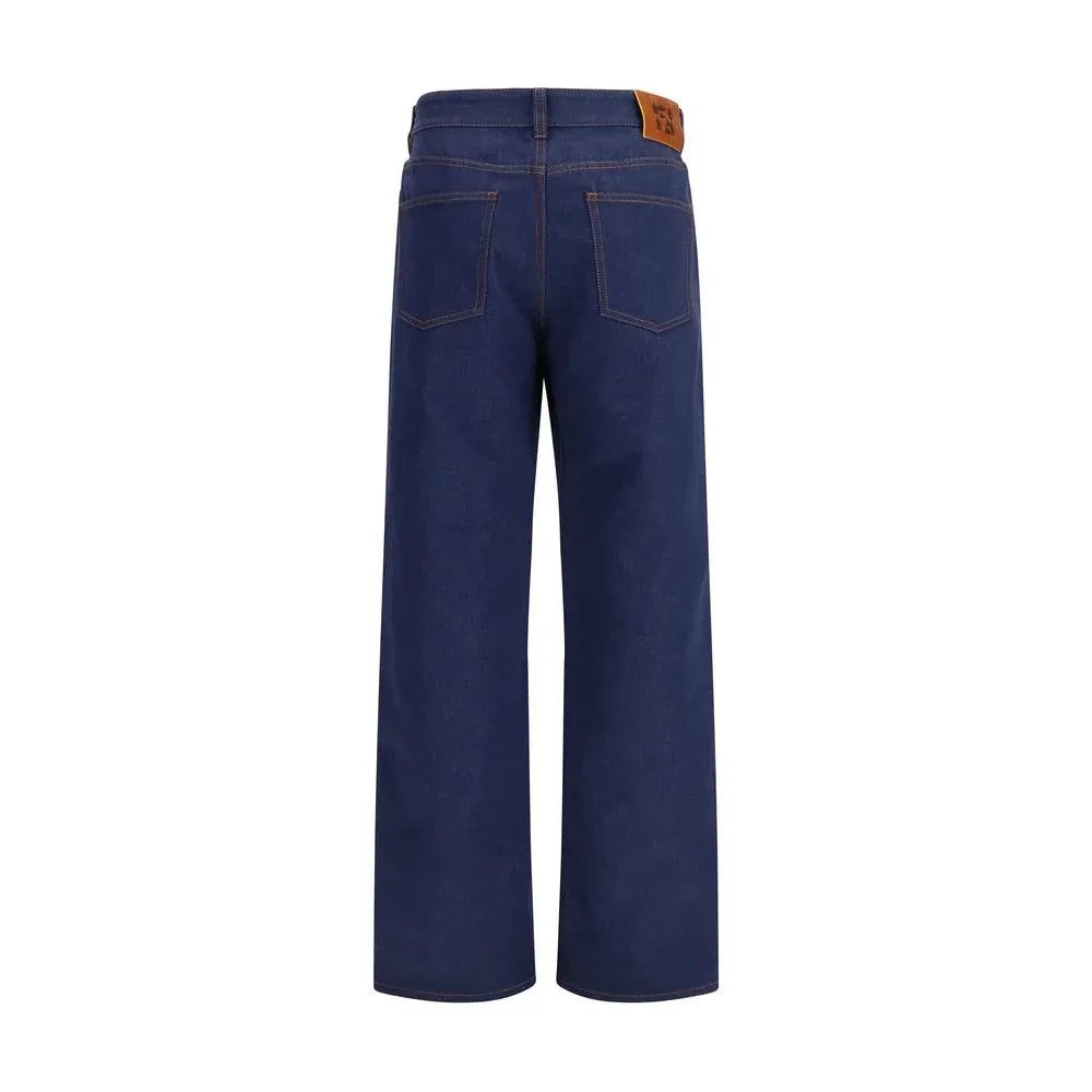 Fendi Blue Cotton Straight-Leg Jeans - Zeiniez