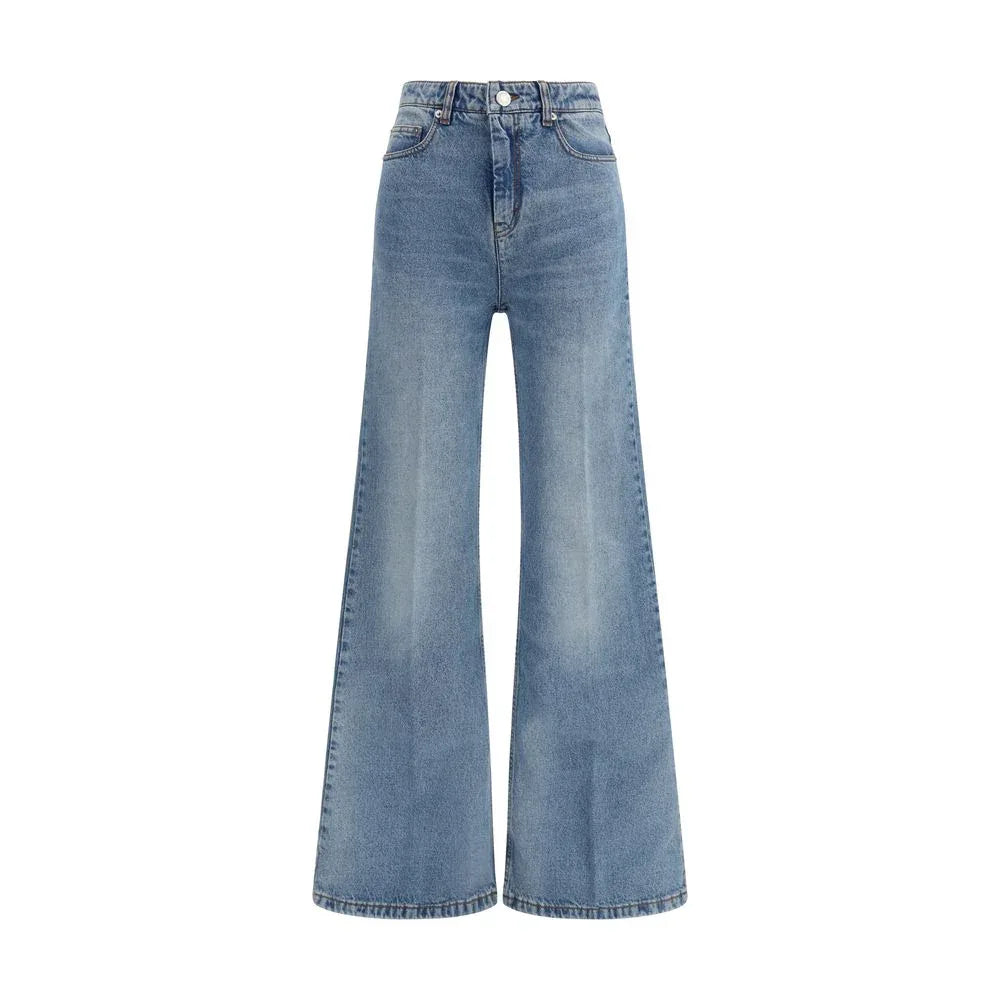 Ami Paris Blue Cotton Flared Jeans - Zeiniez