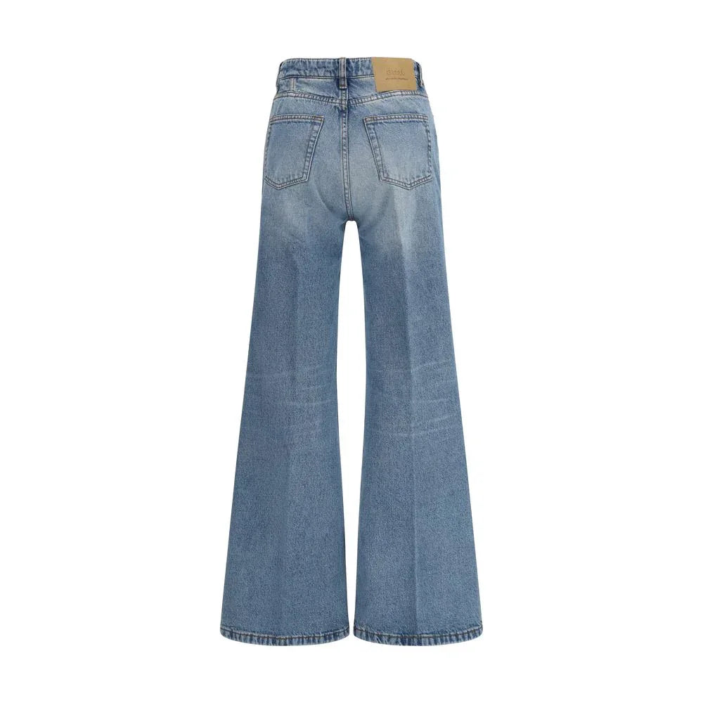 Ami Paris Blue Cotton Flared Jeans - Zeiniez