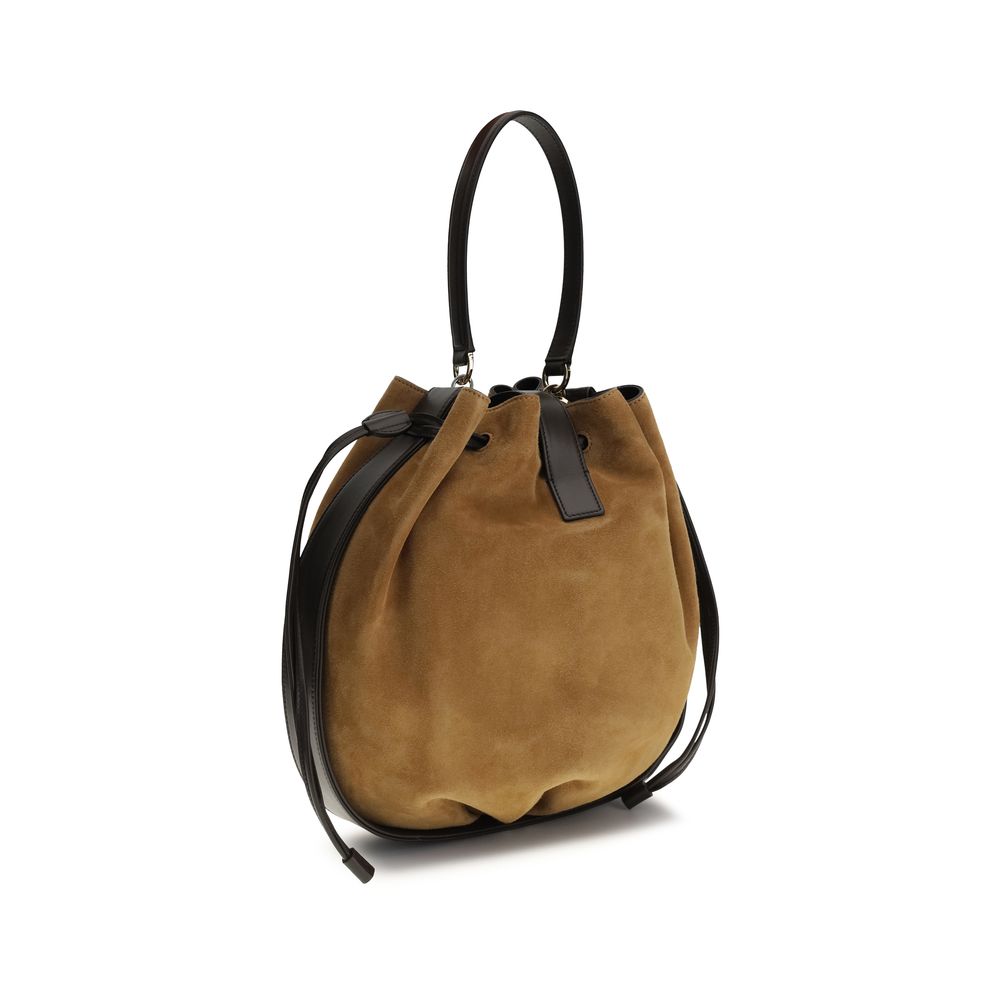 Ferragamo Brown Calf Leather Bos Taurus Backet Bag