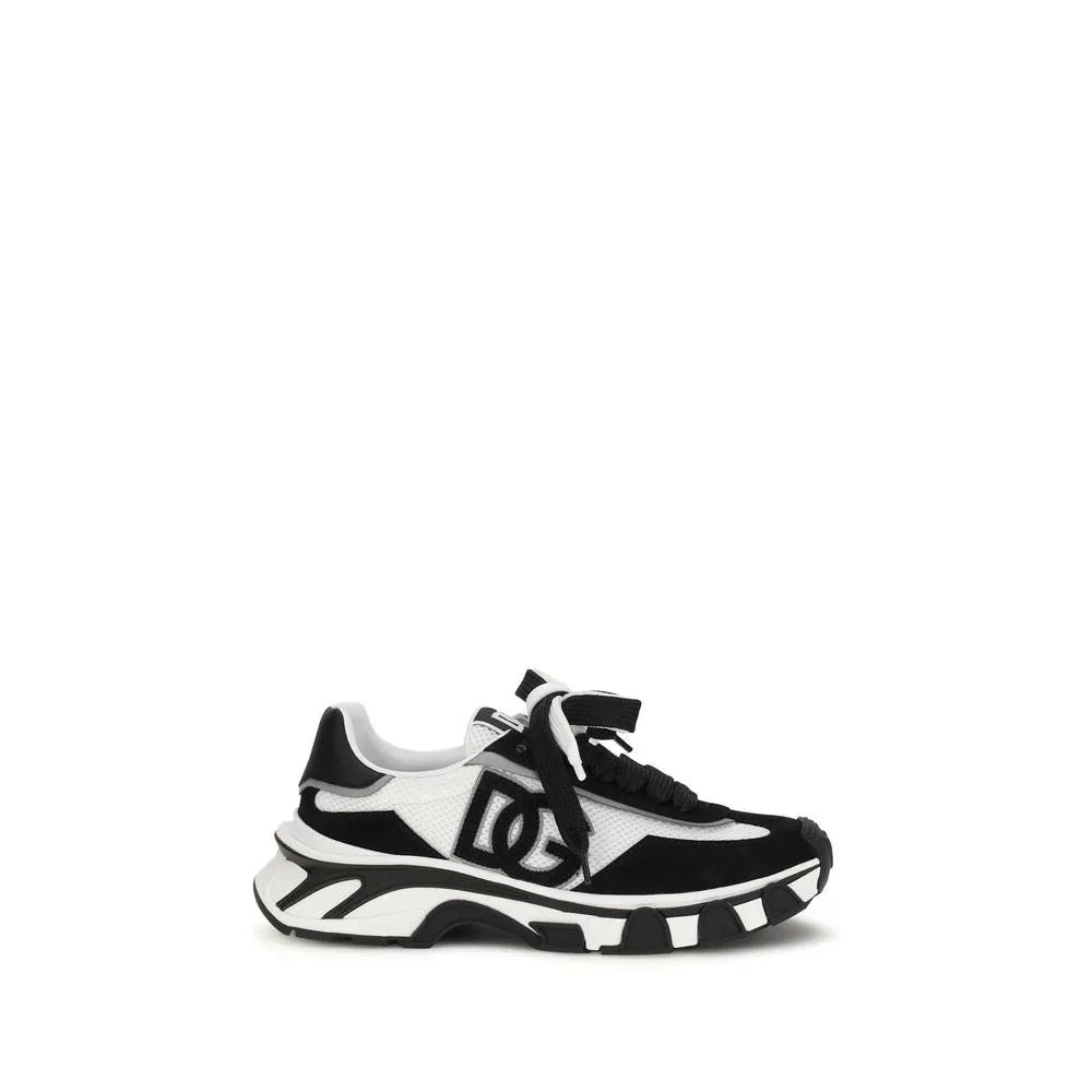Dolce & Gabbana Black Calf Leather Bos Taurus Athletic Sneakers