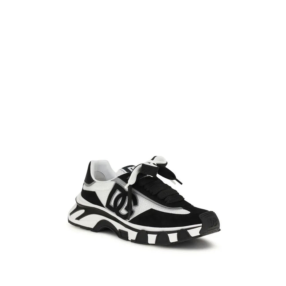Dolce & Gabbana Black Calf Leather Bos Taurus Athletic Sneakers