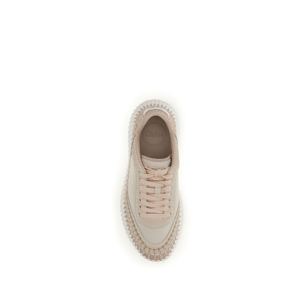 Chloé Beige Calf Leather Bos Taurus Chunky Sneakers