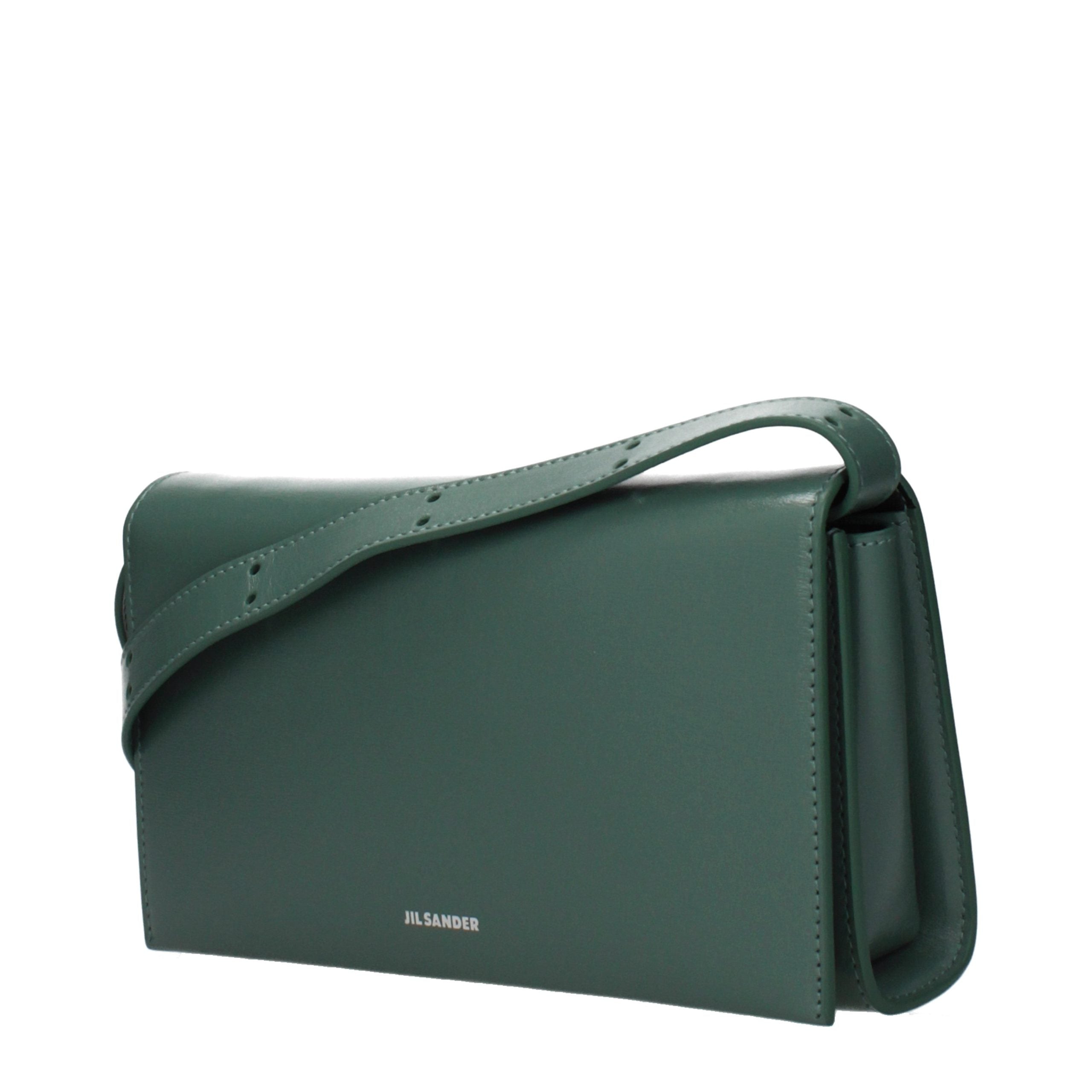 Jil Sander Green Leather Clutch Bag