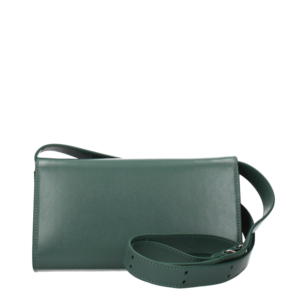 Jil Sander Green Leather Clutch Bag