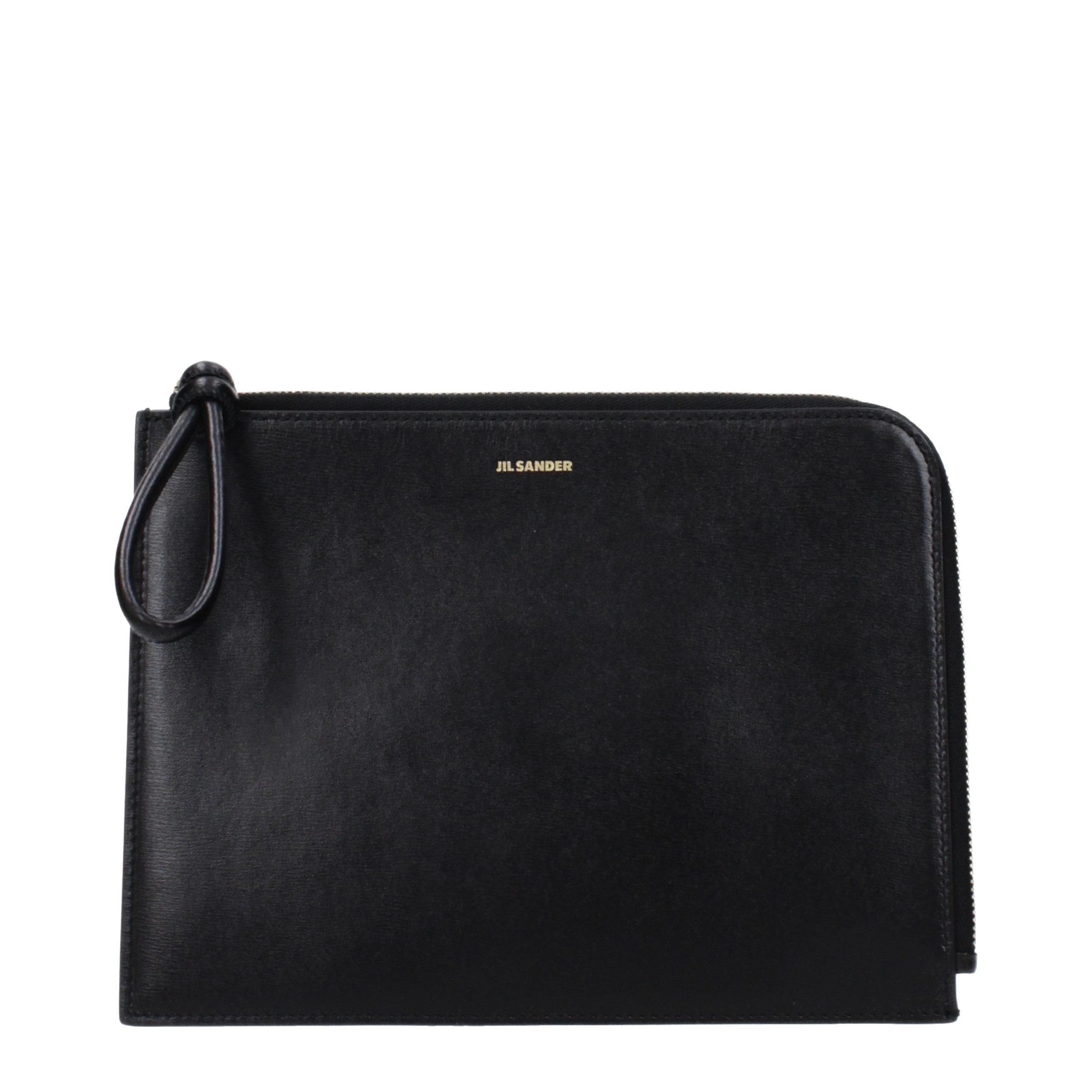 Jil Sander Black Leather Clutch Bag