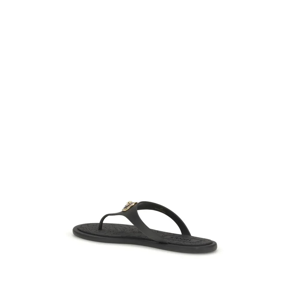 Versace Black Rubber Flip-Flop Sandals - Zeiniez
