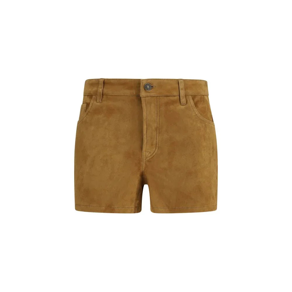 7FOR Beige Camel Hair Bermuda Shorts - Zeiniez