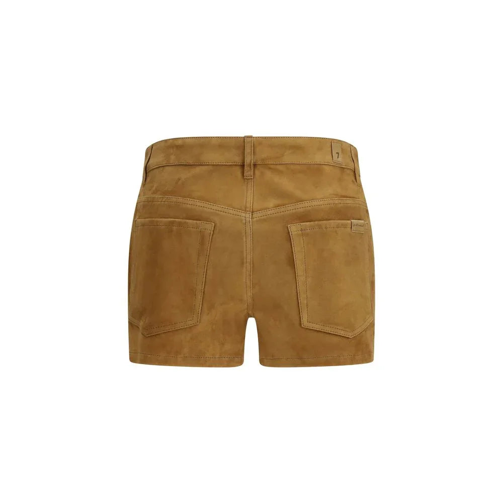 7FOR Beige Camel Hair Bermuda Shorts - Zeiniez