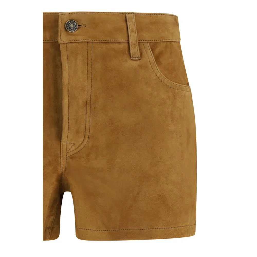 7FOR Beige Camel Hair Bermuda Shorts - Zeiniez