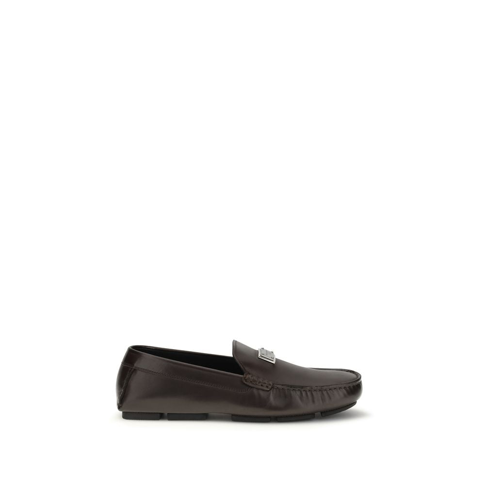 Dolce & Gabbana Brown Calf Leather Bos Taurus Slip-On Loafers