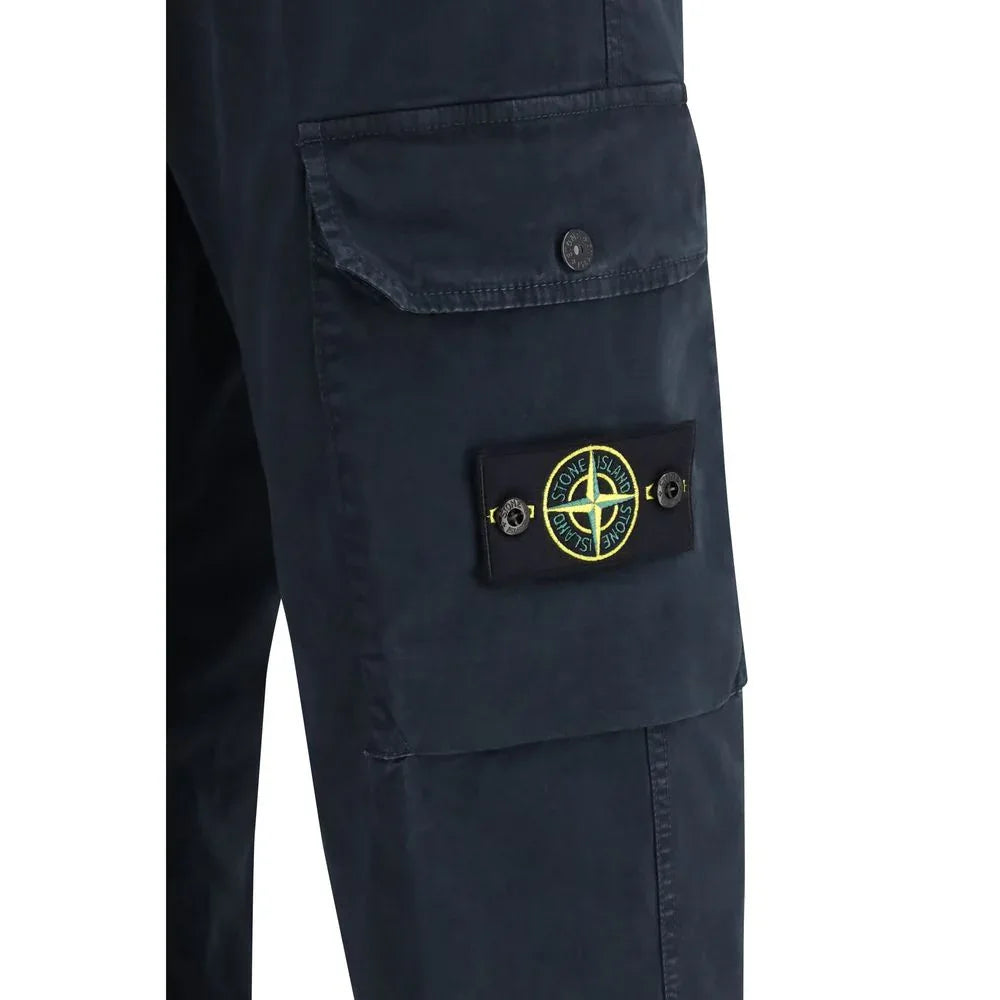 Stone Island Blue Cotton Cargo Pants - Zeiniez