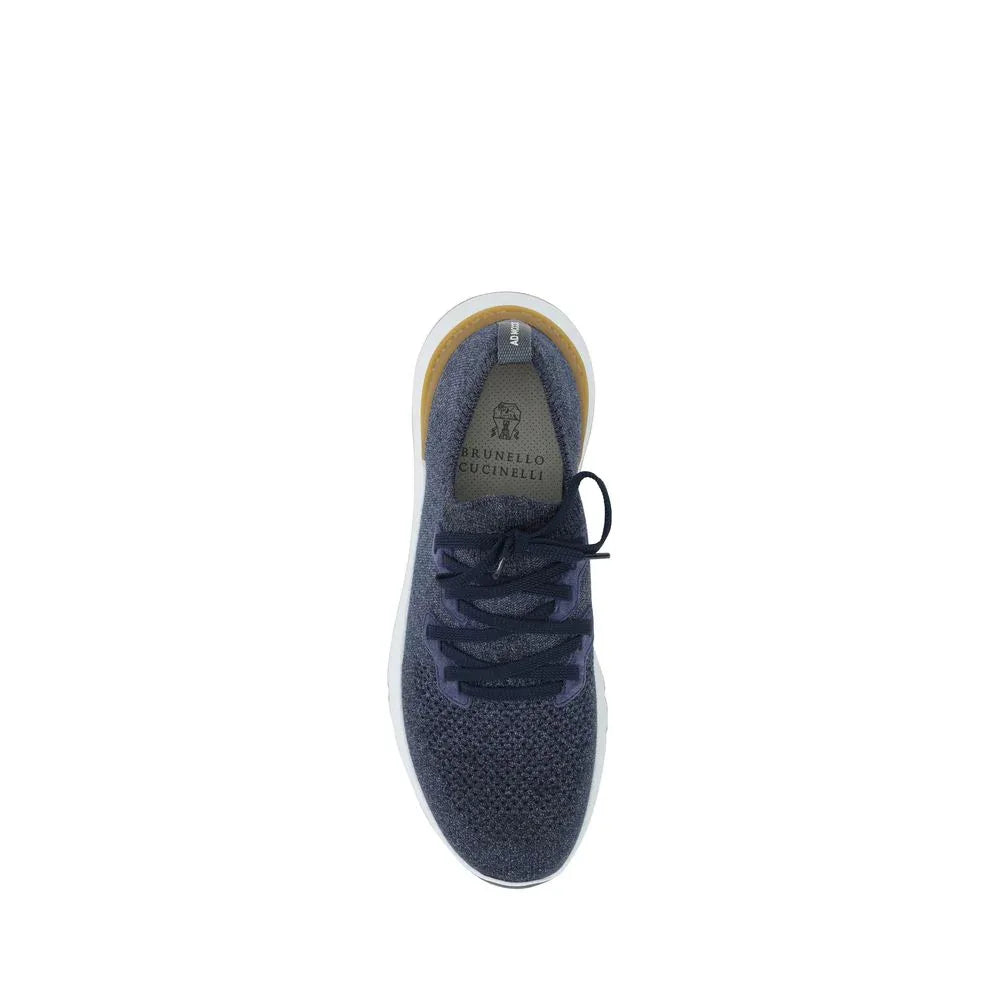 Brunello Cucinelli Blue Cotton Athletic Sneakers