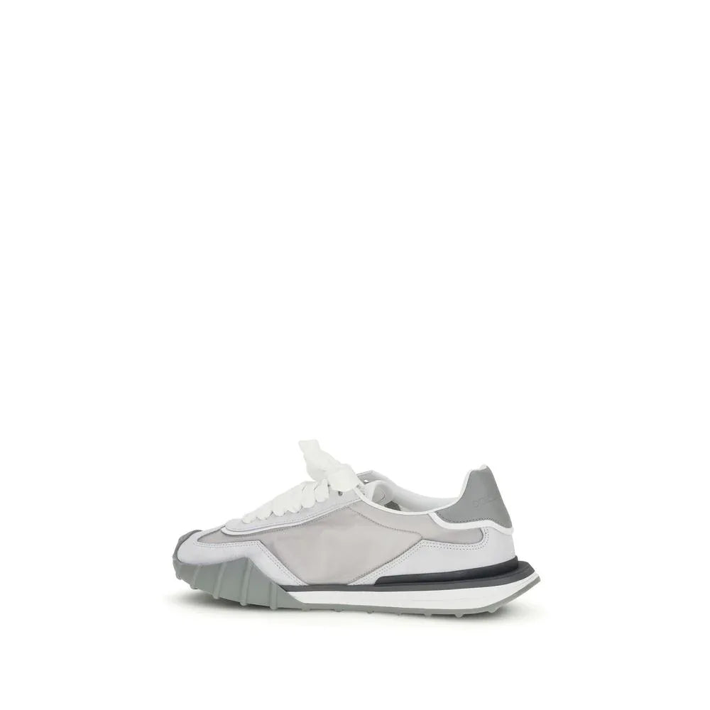 Dolce & Gabbana Gray Calf Leather Bos Taurus Athletic Sneakers