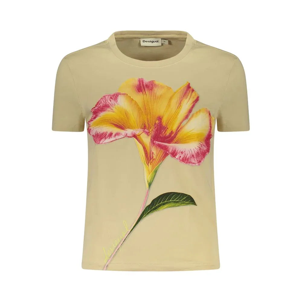 Desigual Beige Cotton Women T-Shirt