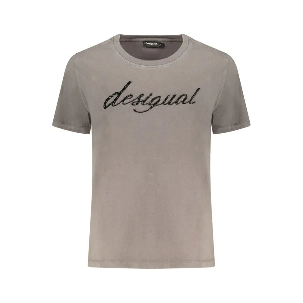 Desigual Grigio Cotton Women T-Shirt