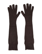 Dolce & Gabbana Brown Cashmere Knitted Elbow Length Mitten Gloves
