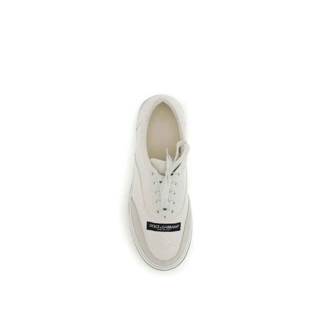 Dolce & Gabbana White Linen Low Top Sneakers