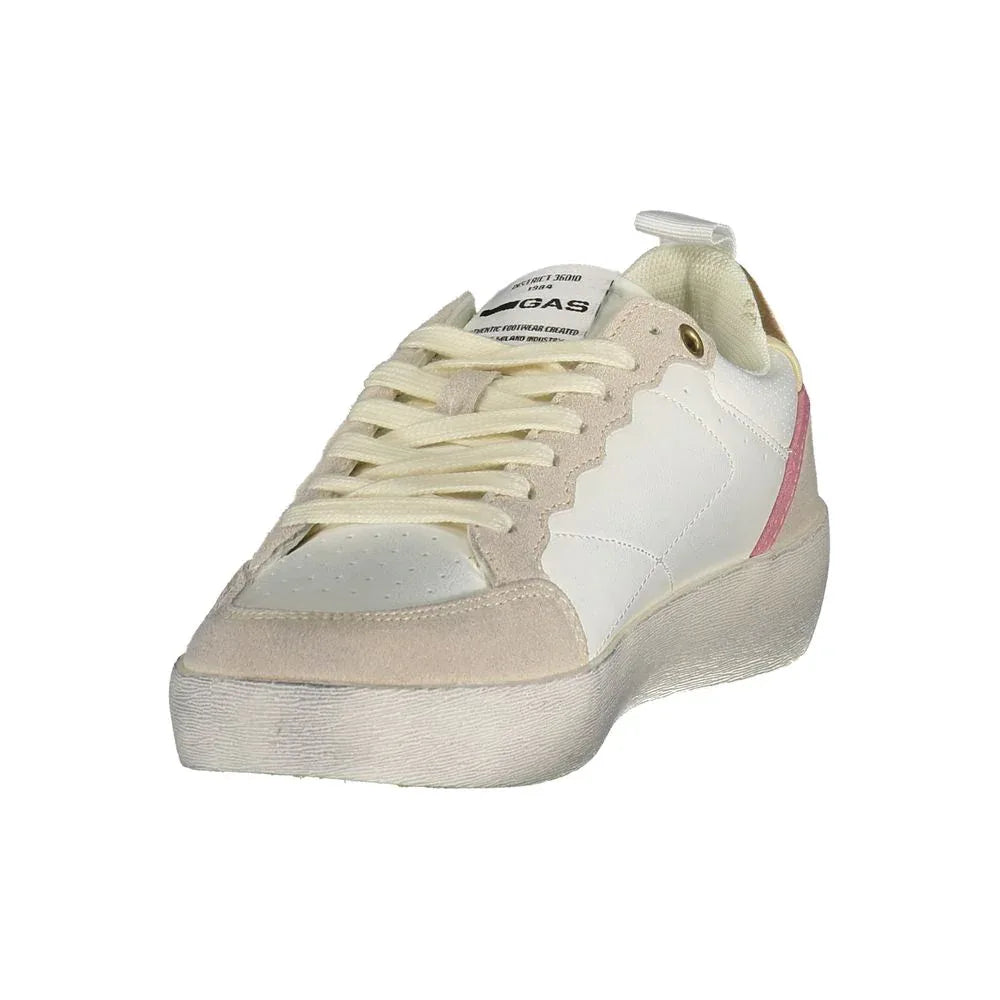Gas White Polyester Athletic Sneakers