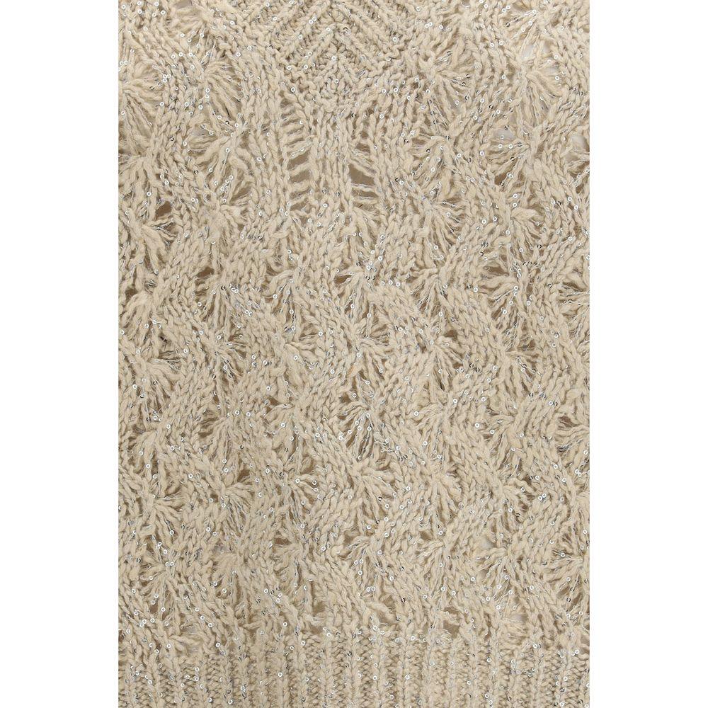 Brunello Cucinelli Beige Silk Sleeveles Sweater