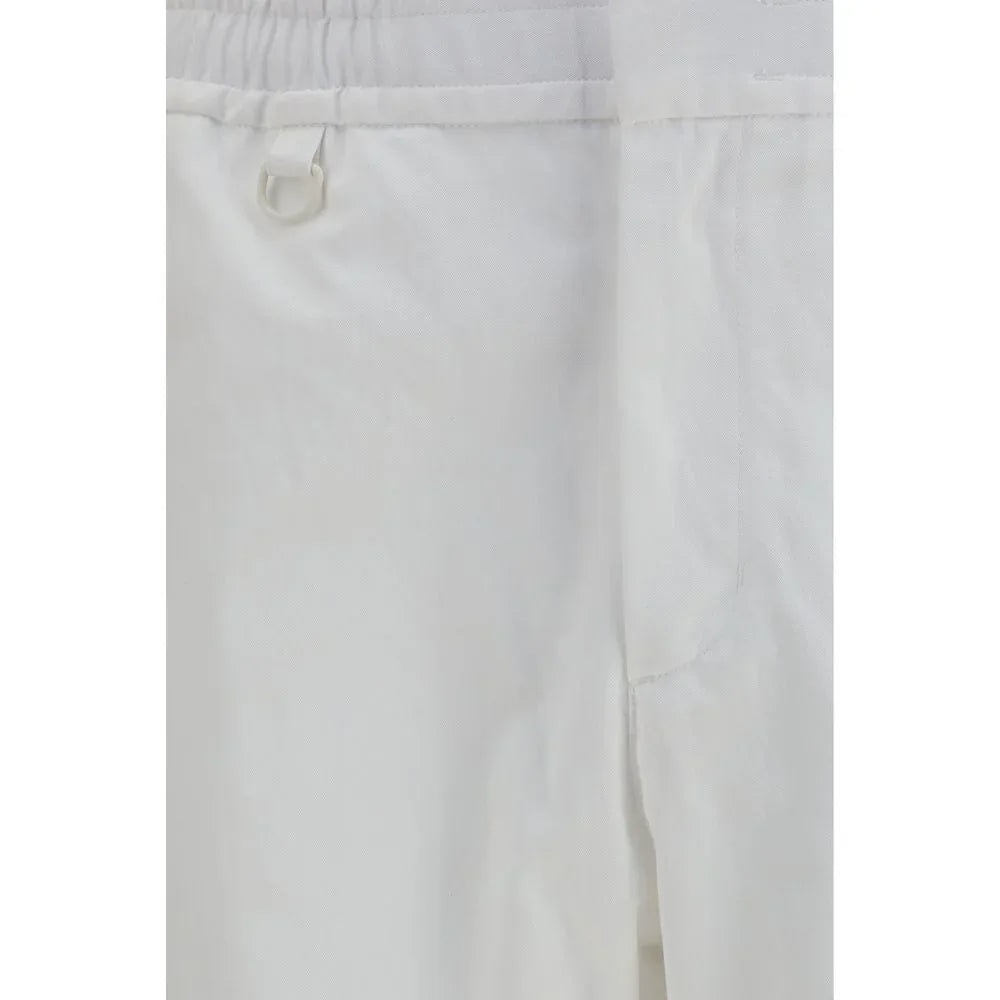 LAMINAR White Cotton Casual Pants