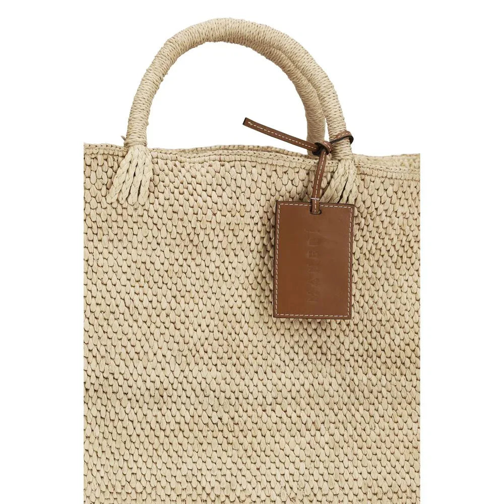 Manebi Beige Raffia Handbag