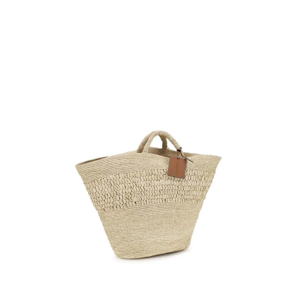 Manebi Beige Raffia Handbag