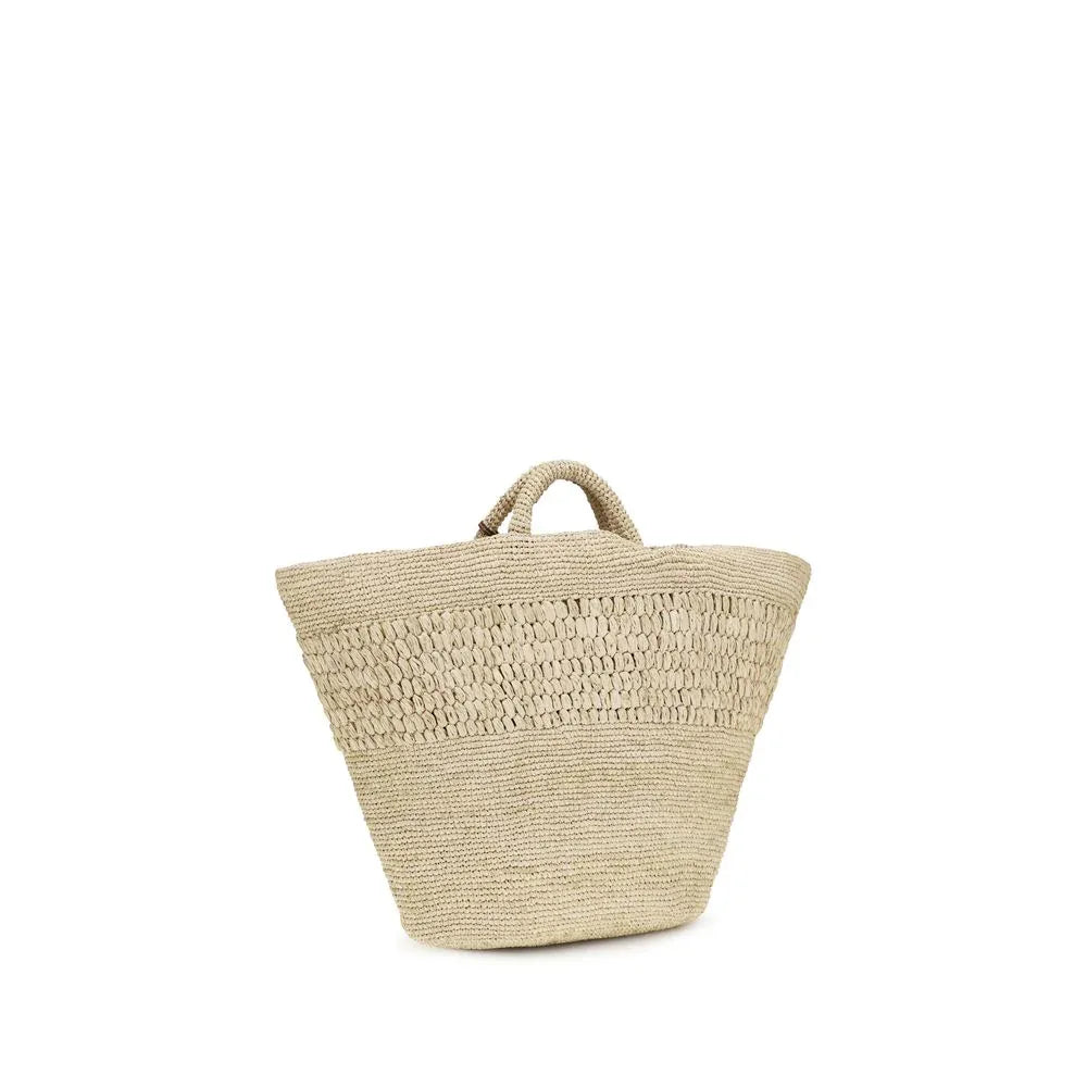 Manebi Beige Raffia Handbag