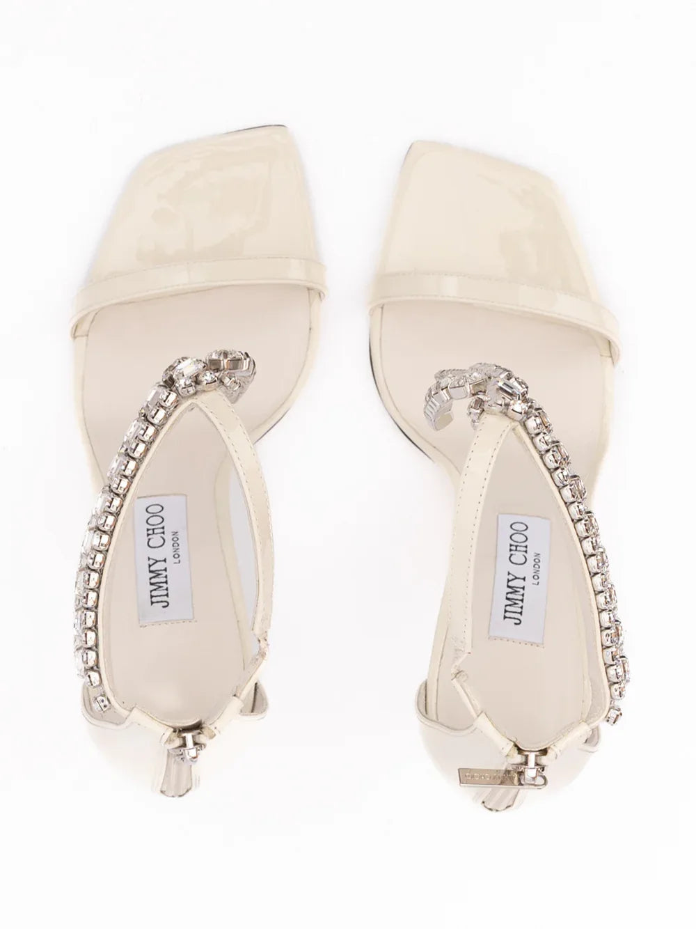Jimmy Choo White Patent Leather Verity Sandals 100
