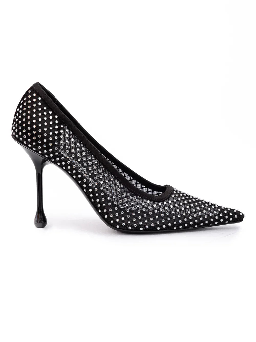 Jimmy Choo Black Mesh Satin Crystal Ixia 95 Pumps