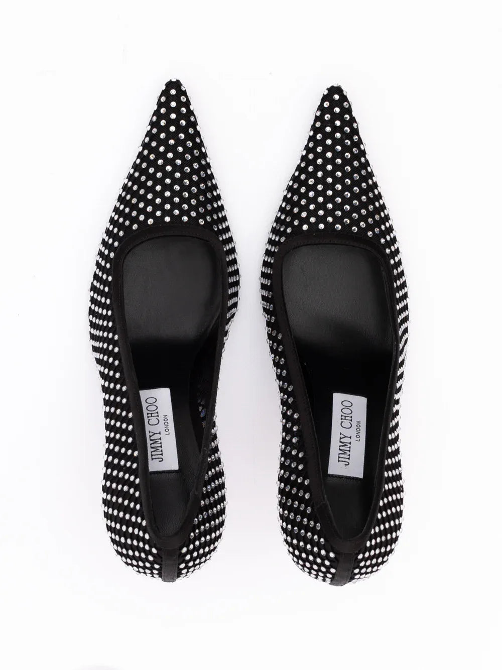 Jimmy Choo Black Mesh Satin Crystal Ixia 95 Pumps