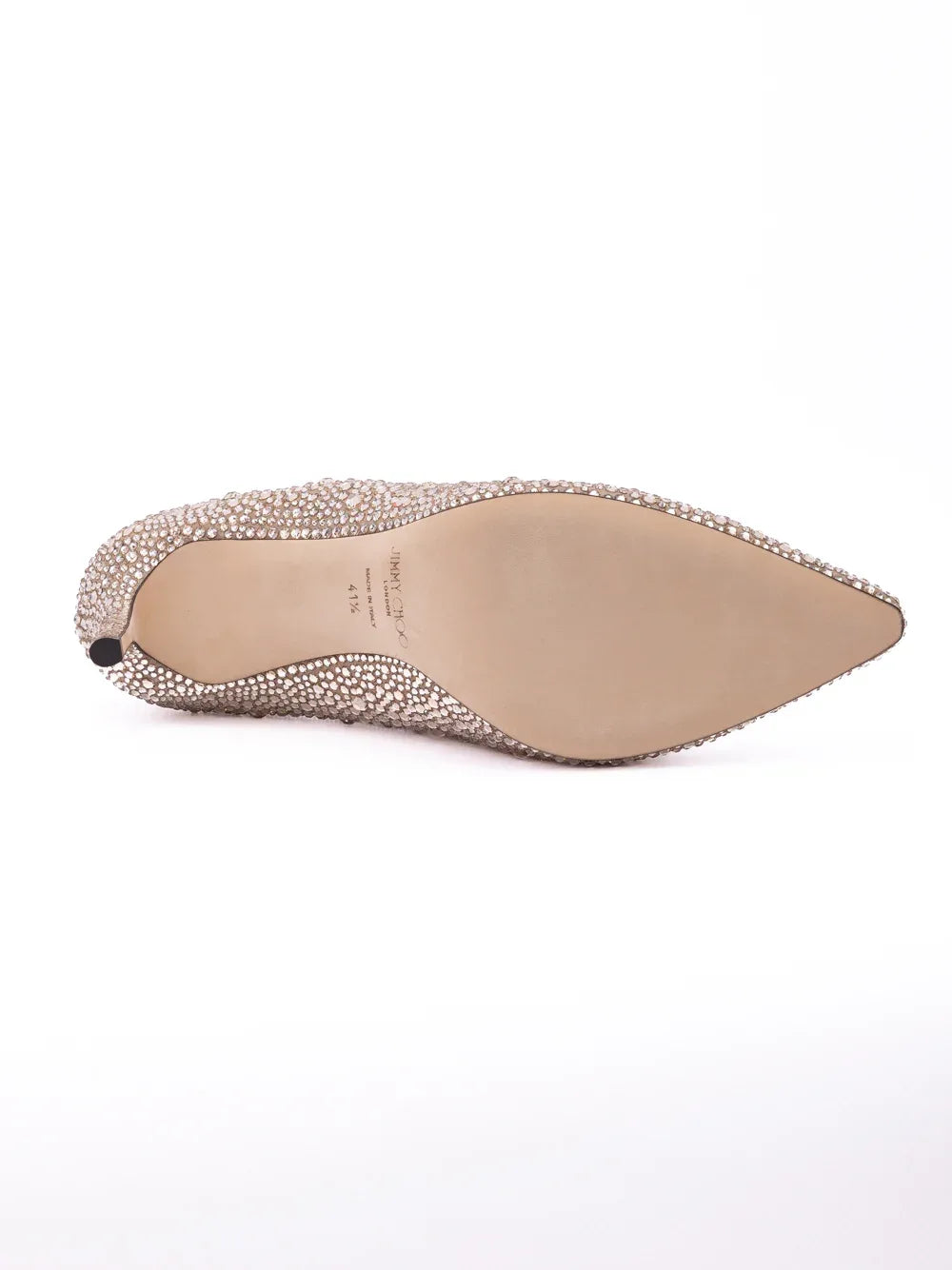 Jimmy Choo Honey Gold Shimmer Suede Crystals Romy 85 pumps