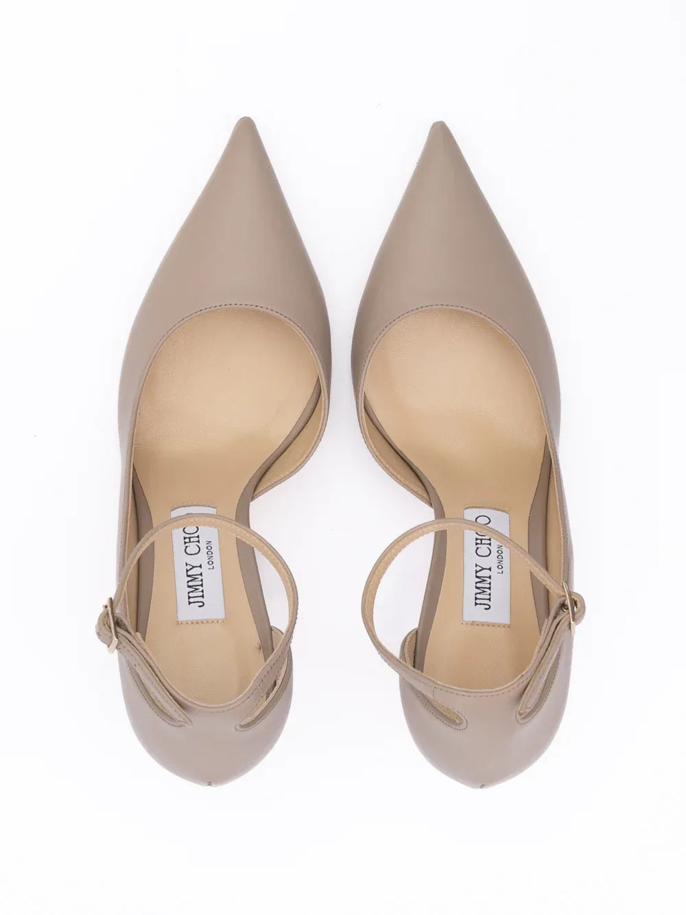 Jimmy Choo Taupe Grey Calf Leather Leona 85 Pumps